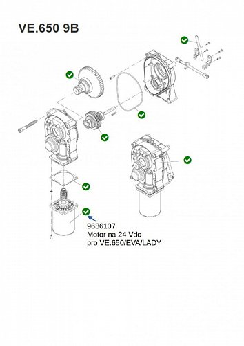 Elektromotor na 24 Vdc pro závory VE.650/EVA/LADY