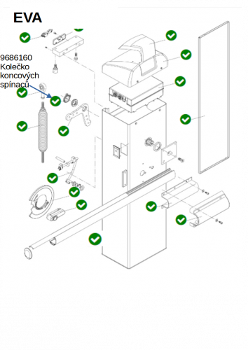 Kolečko koncových spínačů pro závory EVA5, VE400/650