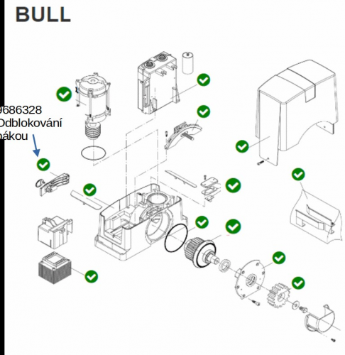 Odblokování pákou pro motory BULL624/8M