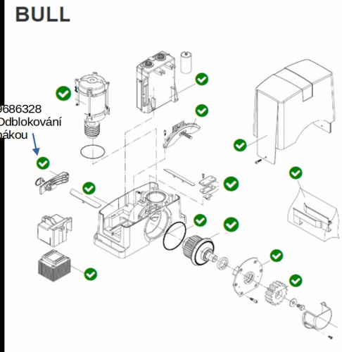 Odblokování pákou pro motory BULL/YAK20 OM