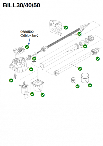 Odblok levý pro motory BILL30/40/50 SX