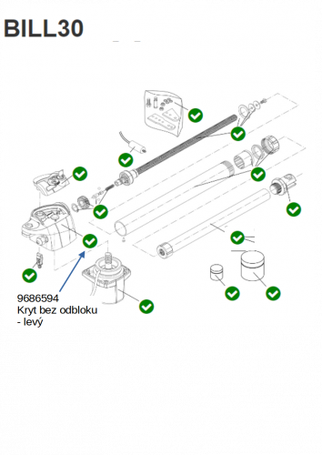 Kryt bez odbloku levý pro motory BILL30/40/50 SX
