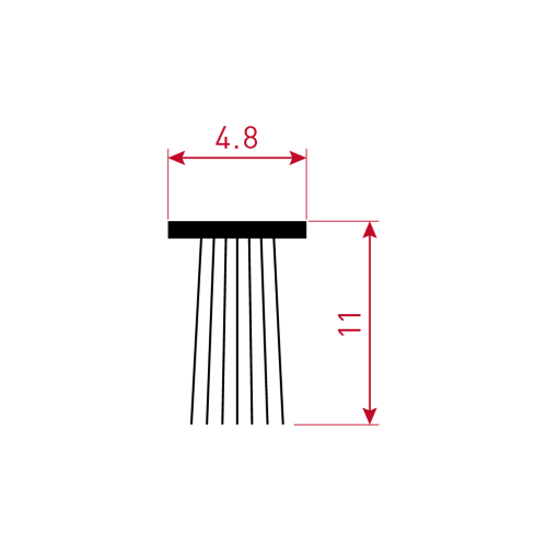 Rámový kartáč pro posuvné dveře 4,8x11mm